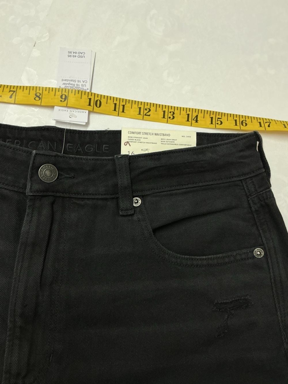 American Eagle Outfitters mom Straight Black Distressed Jeans - Picture 6 of 6